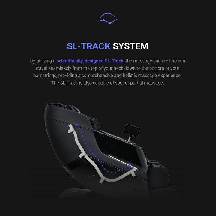 Titan TP-Epic 4D Massage Chair SL-Track system for full-body massage coverage from neck to hamstrings from Wish Rock Relaxation.