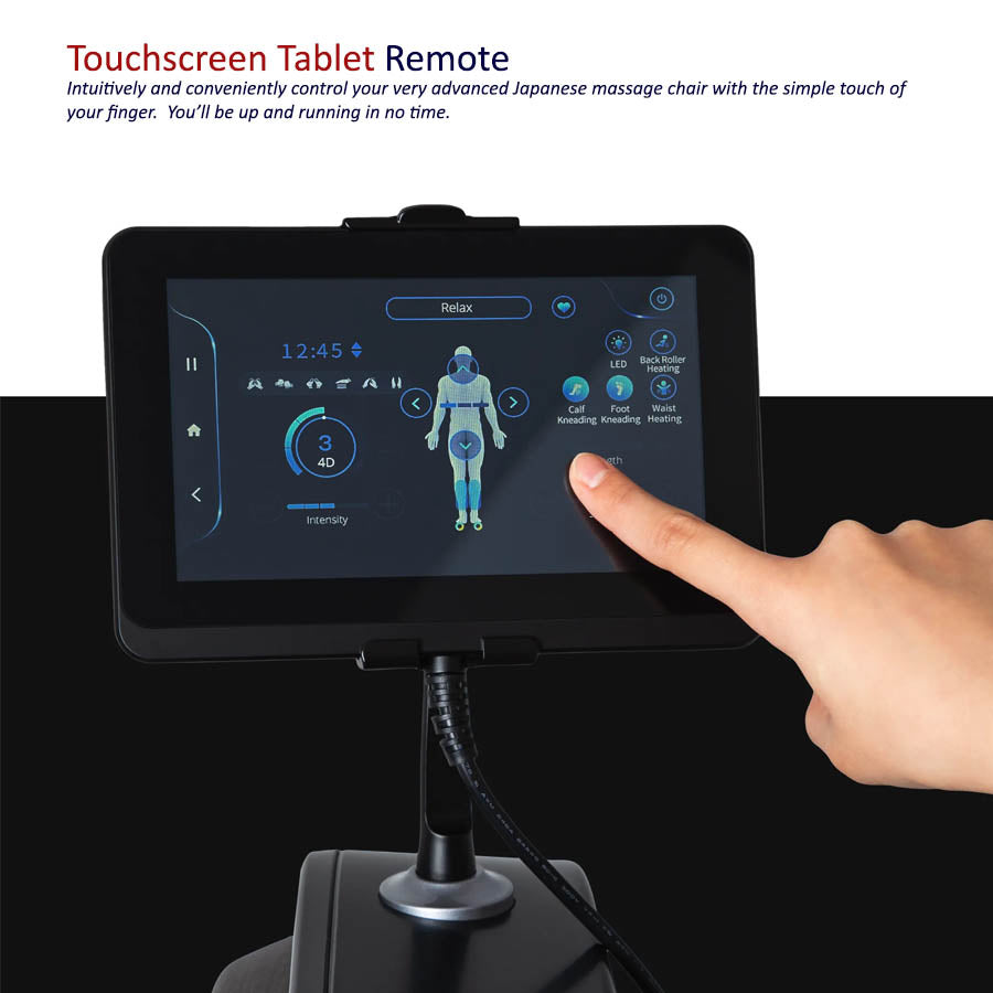 Osaki JP-Nexus 4D Massage Chair closeup of touchscreen tablet remote