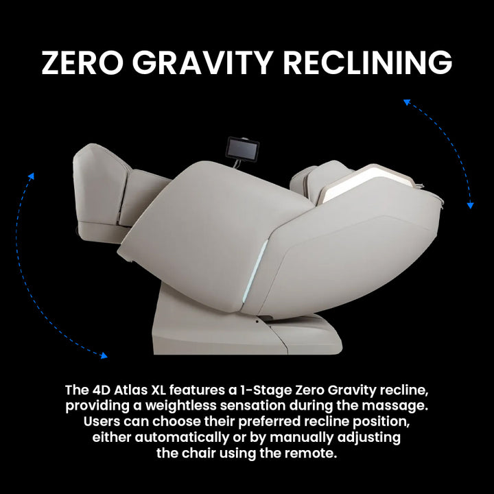 Osaki Atlas XL 4D Massage Chair in zero gravity recline position to simulate weightlessness and enhance relaxation from Wish Rock Relaxation.