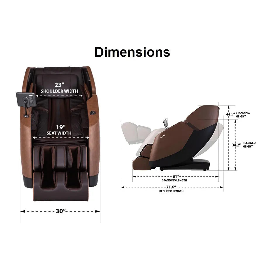 Osaki Ziva 2D Massage Chair - Measurement