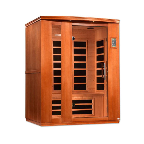 Dynamic Lugano 3-Person Ultra Low EMF FAR Infrared Sauna - Canadian Hemlock - Wish Rock Relaxation