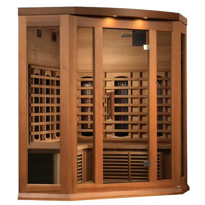 Maxxus 3-Person Corner Full Spectrum Infrared Sauna - Canadian Red Cedar - Wish Rock Relaxation