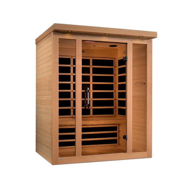 Dynamic Vila 3-Person Ultra Low EMF FAR Infrared Sauna - Canadian Hemlock - Wish Rock Relaxation