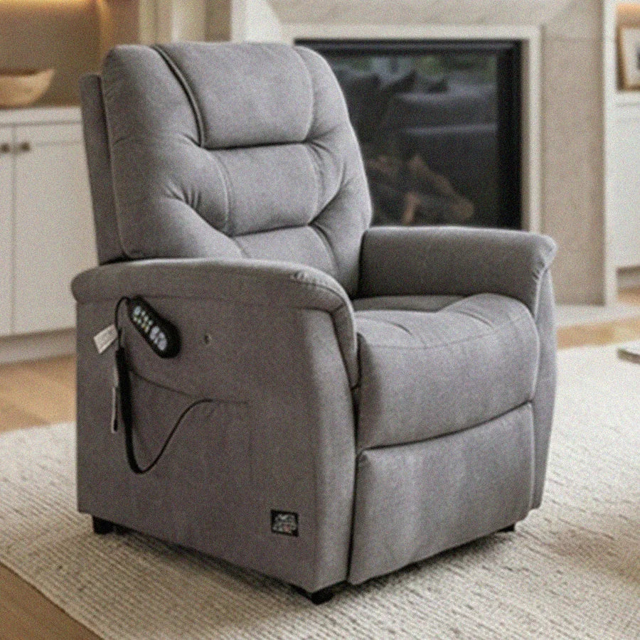 UltraComfort UC476-M Marbella Explorer 4 Zone Zero Gravity power lift chair in fog in modern living room from Wish Rock Relaxation.