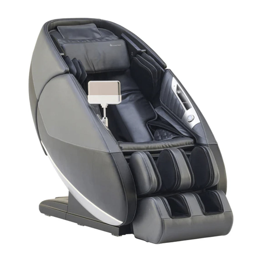 Human Touch Super Novo 3.0 massage chair in gray angled view with extended footrest from Wish Rock Relaxation.