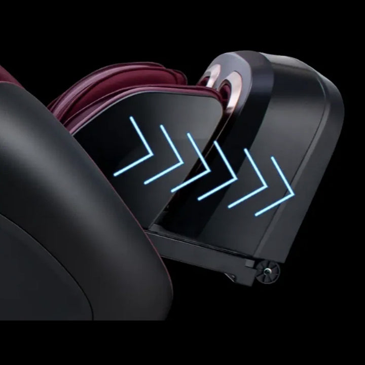 Ogawa Master Drive DUO 4D+3D Massage Chair (OG 8900) showing close-up of extending footrest with calf and foot massage compartments