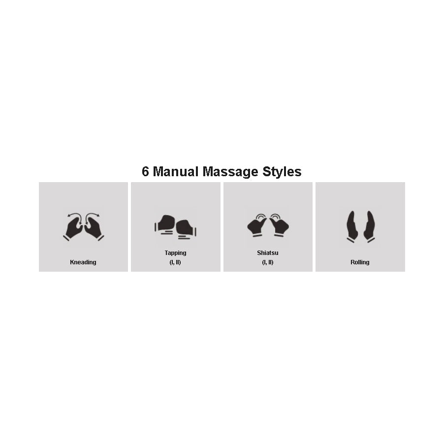 Osaki Platinum Ai Xrest 4D Massage Chair manual modes with kneading, tapping, shiatsu, and rolling.