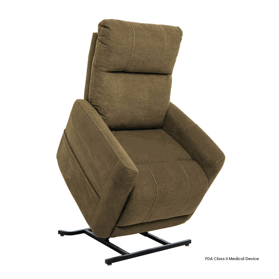 Mega Motion MM-3615 Trio Invigorate 3 Position Lift Chair in Earth color lift position from Wish Rock Relaxation