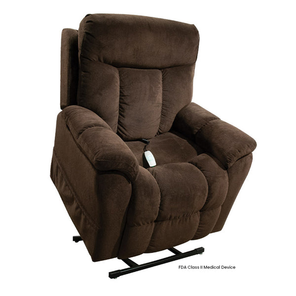 Mega Motion MM-5300 Trio Grande Domain Large 3 Position Lift Chair in Chocolate color lift position from Wish Rock Relaxation