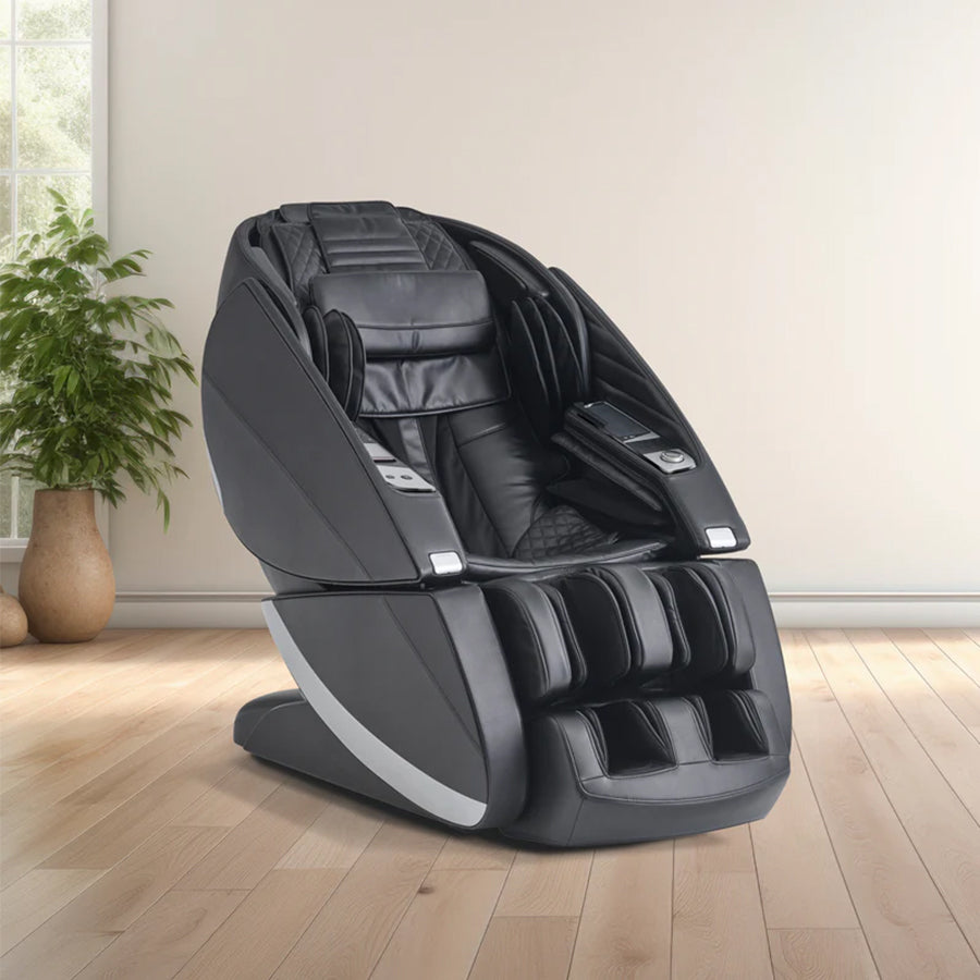 Human Touch Super Novo X Massage Chair in Gray Premium Leather in a beautiful room at Wish Rock Relaxation