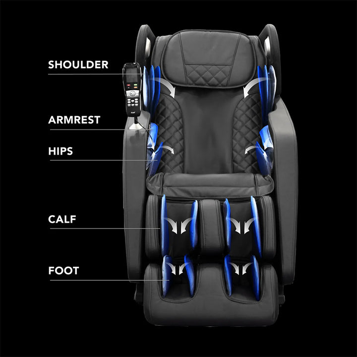 Osaki OS-Hiro LT Massage Chair with airbags at shoulders, arms, hips, calves, and feet