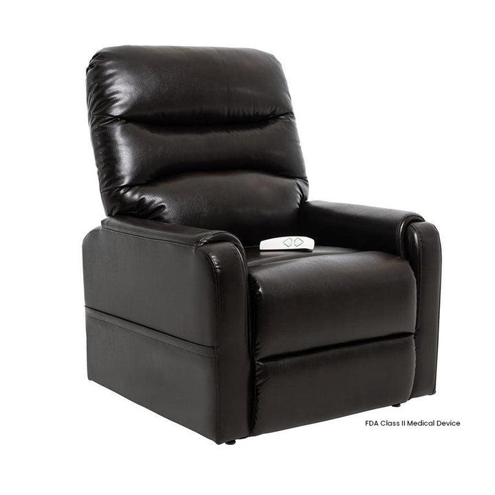 Mega Motion MM-3604 Lexi Petite 3-Position Lift Chair in New Chestnut color shown in an upright seated position.