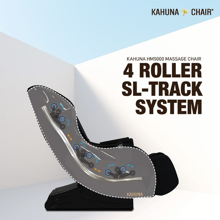 Kahuna HM-5000 massage chair with 4 roller SL-track system from Wish Rock Relaxation.