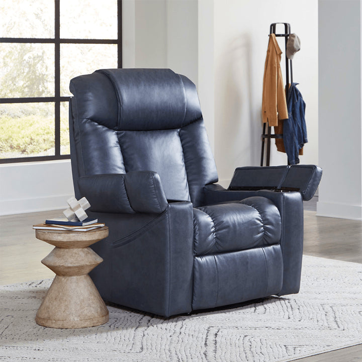 UltraCozy UC677 by UltraComfort™ Large 5-Zone Power Recliner in Lagoon color; Lifestyle image in a neat space from Wish Rock Relaxation