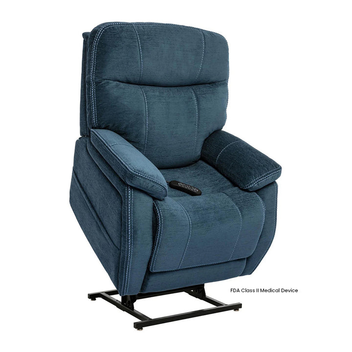 Mega Motion Lay-Flat MM-3710 Infinite Position Lift Chair with 3 Zone Heat System in Navy color