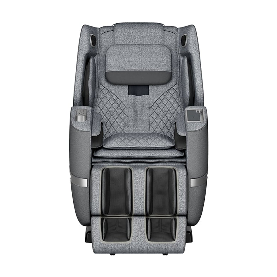 Positive Posture Solara Massage Chair in pewter showing quilted seat and full-body air massage pods
