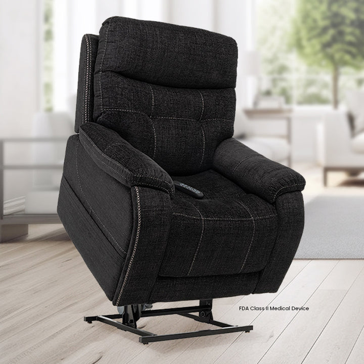 Mega Motion MM-3712 iNFI Elite Infinite Position Lift Chair in Ebony color; Lifestyle image from Wish Rock Relaxation