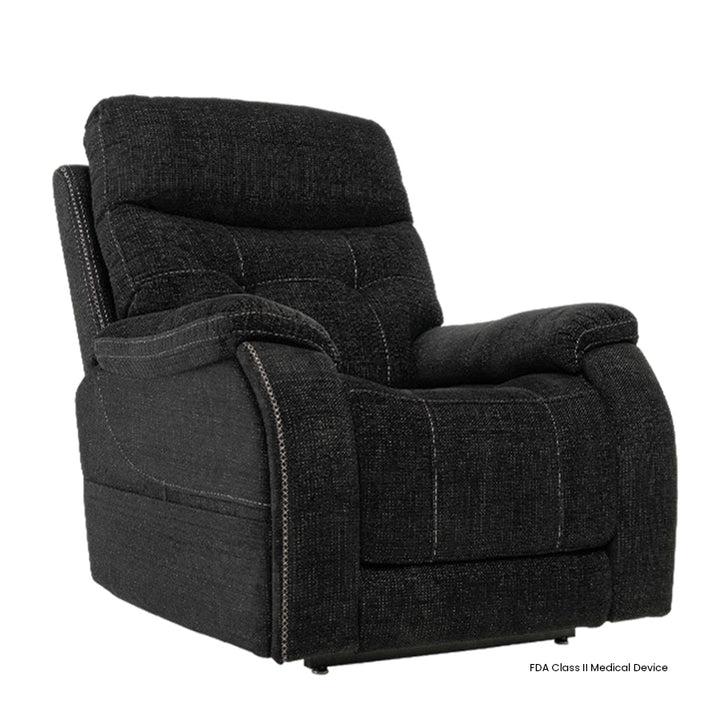 Mega Motion MM-3712 iNFI Elite Infinite Position Lift Chair in Ebony color in an upright sitting position