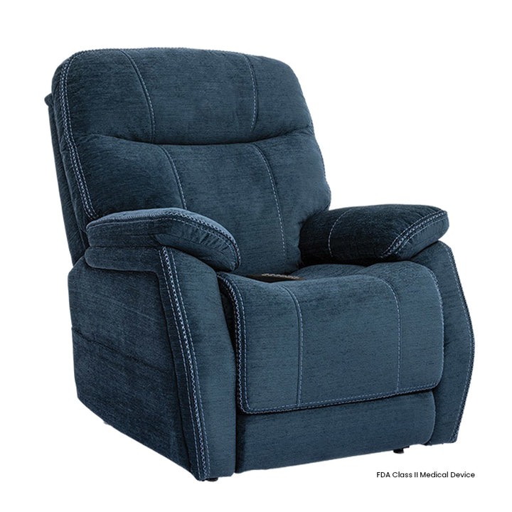 Mega Motion MM-3710 iNFI ELITE Lay-Flat Infinite Position Lift Chair in Navy color upright sitting position