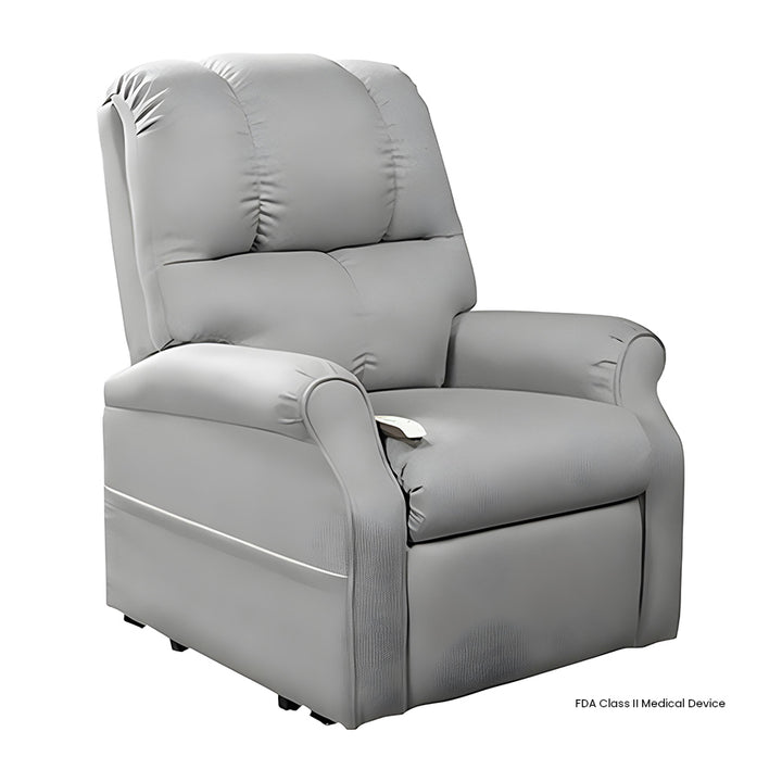 Mega Motion MM-2001 Pocono 3 Position Lift Chair in Cement color shown in an upright seated position.