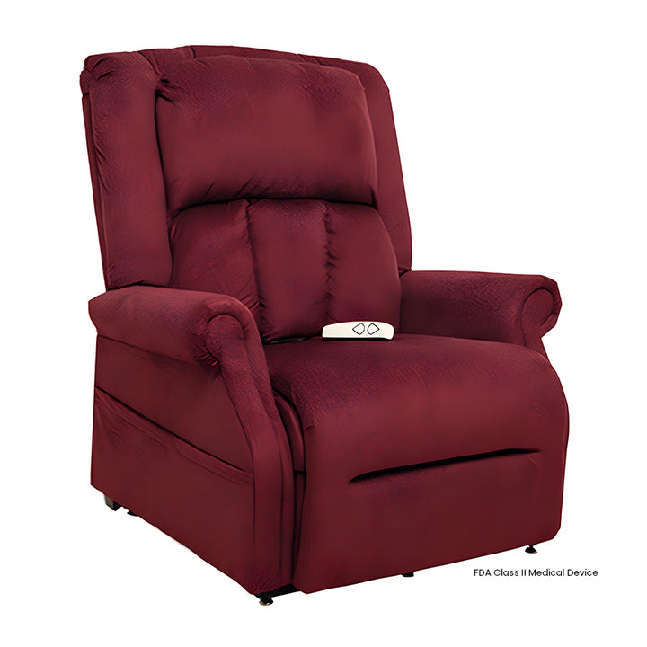Mega Motion MM-7001 Vance 3 Position XL Lift Chair in Wine Color in an upright sitting position