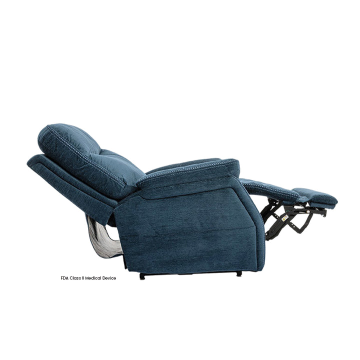 Mega Motion MM-3710 iNFI ELITE Lay-Flat Infinite Position Lift Chair in Navy color full Reclined position