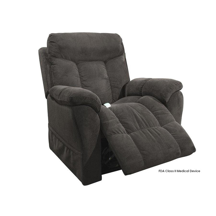Mega Motion MM-5300 Domain Large 3 Position Lift Chair in Iron color upright position with the legrest raised
