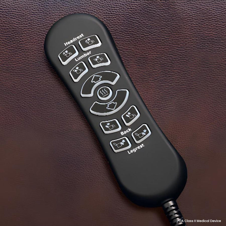 Mega Motion MM-3815 Capriccio Large Infinite Position Lift Chair close-up of the handheld remote control to help you customize your chair's position according to your preference