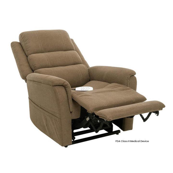 Mega Motion MM-3603 iNFI ATTAIN Infinite Position Lift Chair in Latte color full reclined position. 