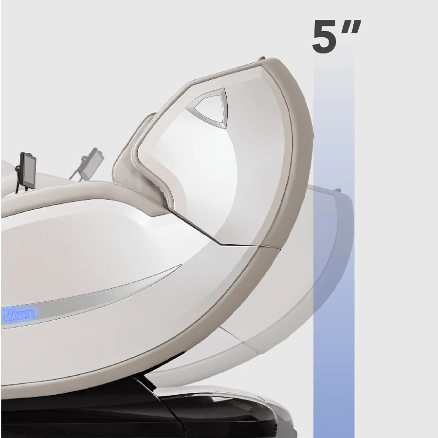 Titan 4D Advent Massage Chair sliding recline design with 5-inch wall clearance