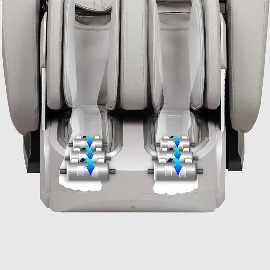 Titan 4D Advent Massage Chair featuring dual foot rollers with acupressure nodes