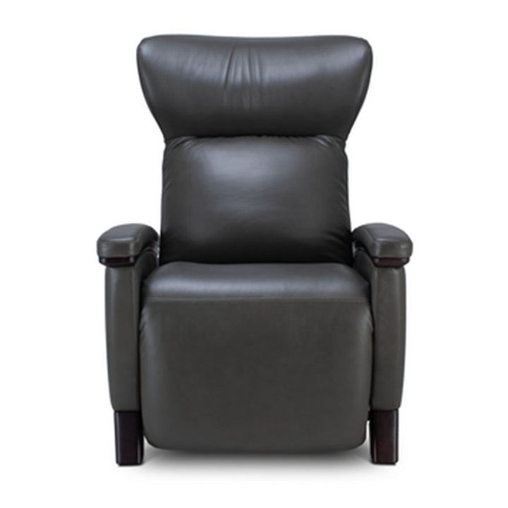 Svago Motion Mastery Lounge Chair (SV700) X2-701 in gray leather with dark frame shown from the front.