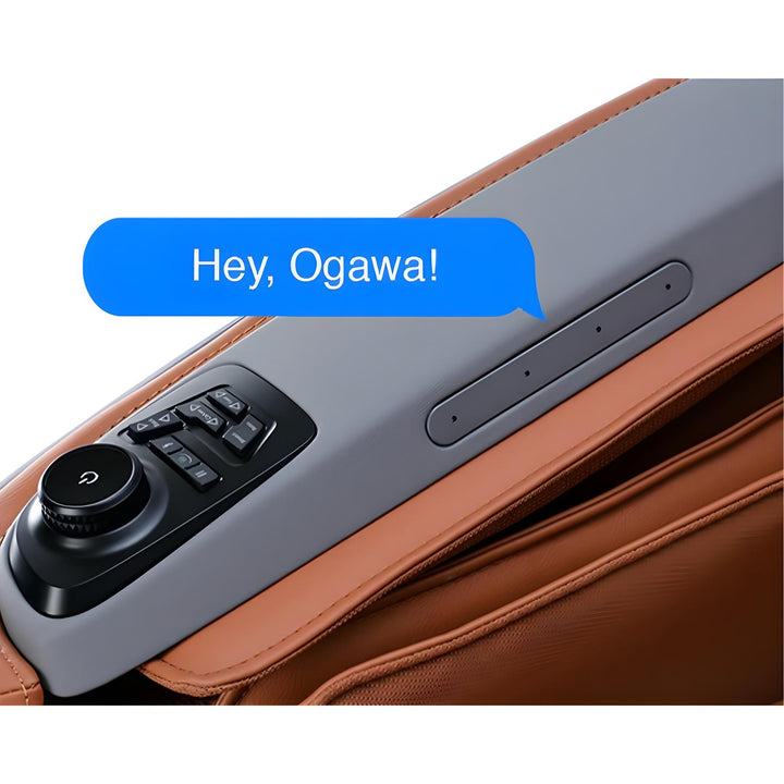 Ogawa Master Drive LE (OG 8100) armrest with voice control interface activated by “Hey, Ogawa!”