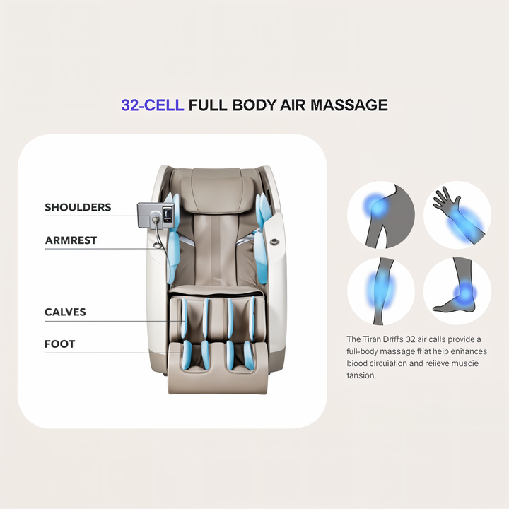 Titan Drift 3D Massage Chair in sleek design with advanced features for full-body massage and relaxation from Wish Rock Relaxation.