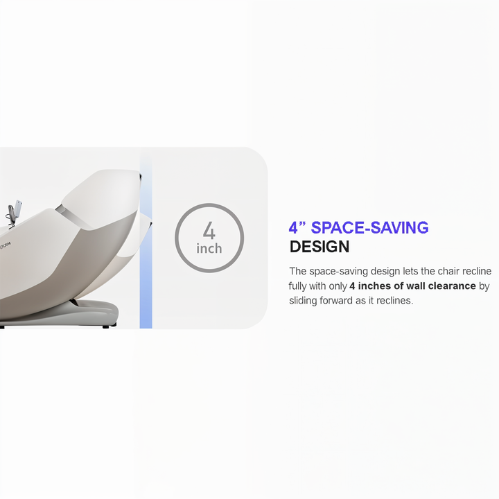 Titan Drift 3D Massage Chair with 4-inch space-saving wall clearance design for efficient full recline.