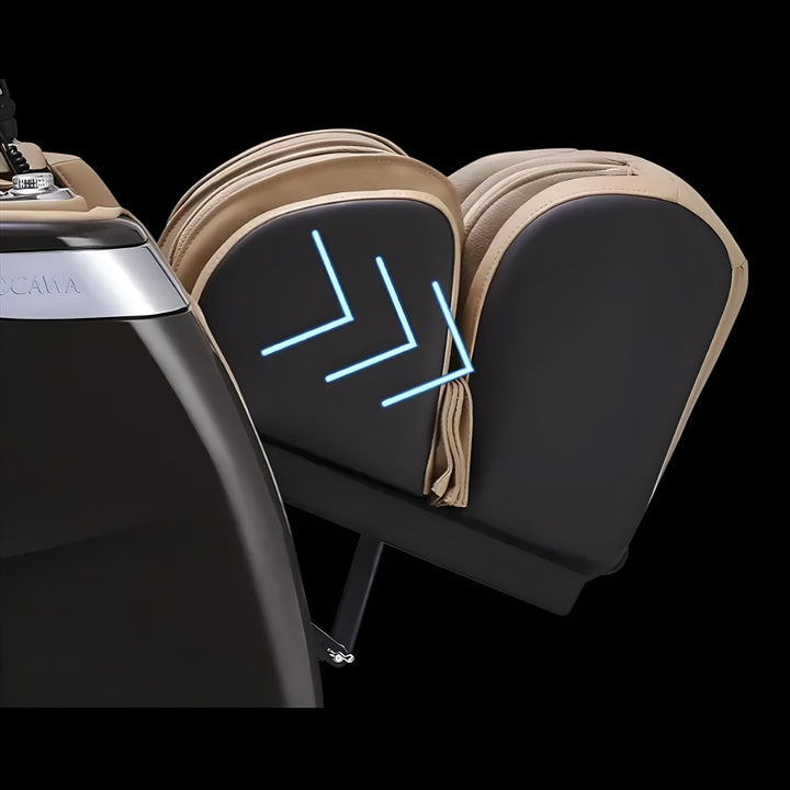 Ogawa Master Drive AI 2.0 4D Massage Chair (OG 8801) highlighting close-up of extending footrest with calf and foot massage compartments