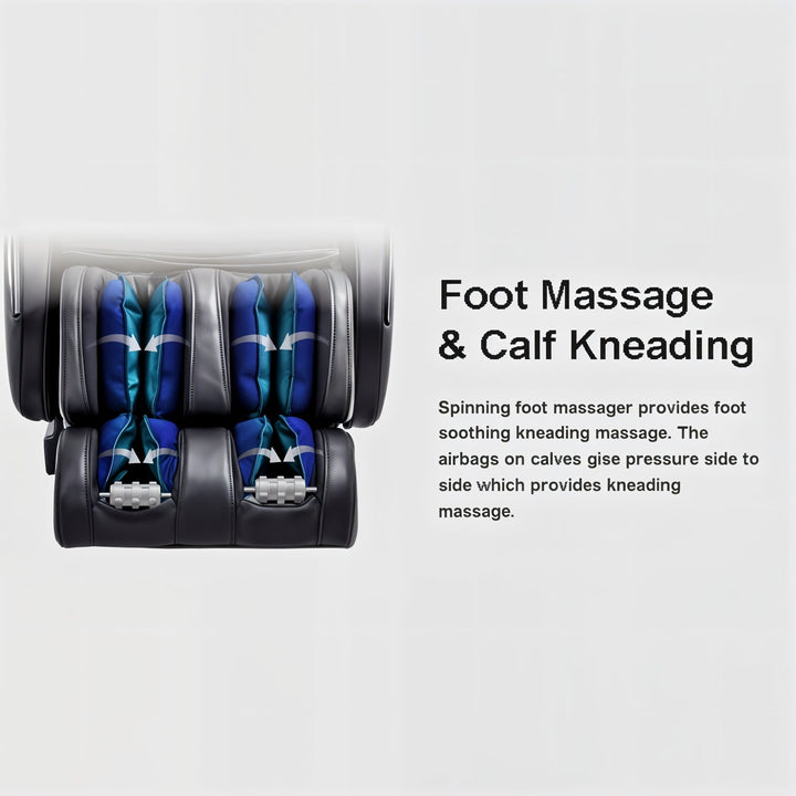 Osaki OS-Pro Yamato Massage Chair with dual foot rollers and side calf airbags for kneading massage.