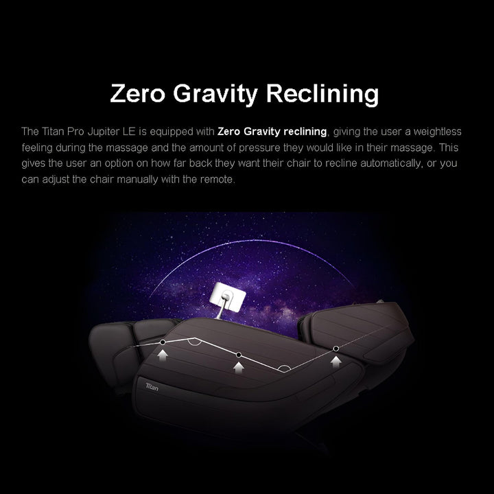 Titan Pro Jupiter LE Premium Massage Chair in zero gravity recline with weightless comfort from Wish Rock Relaxation