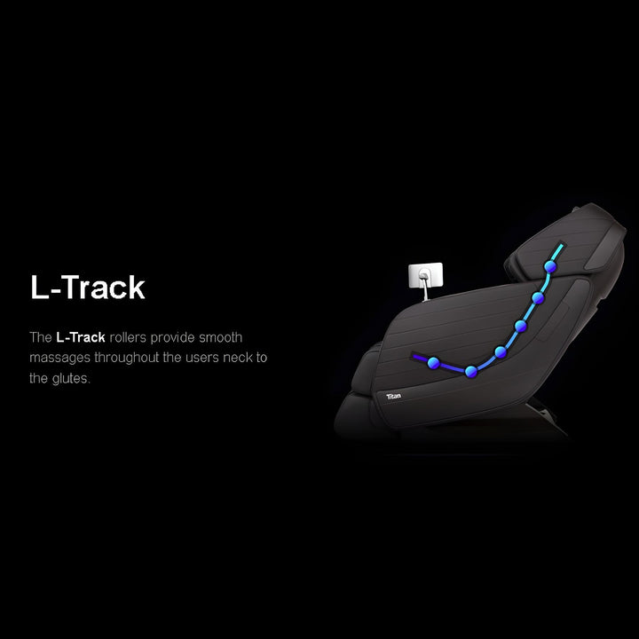 Titan Pro Jupiter LE Premium Massage Chair L-Track roller path from neck to glutes from Wish Rock Relaxation.