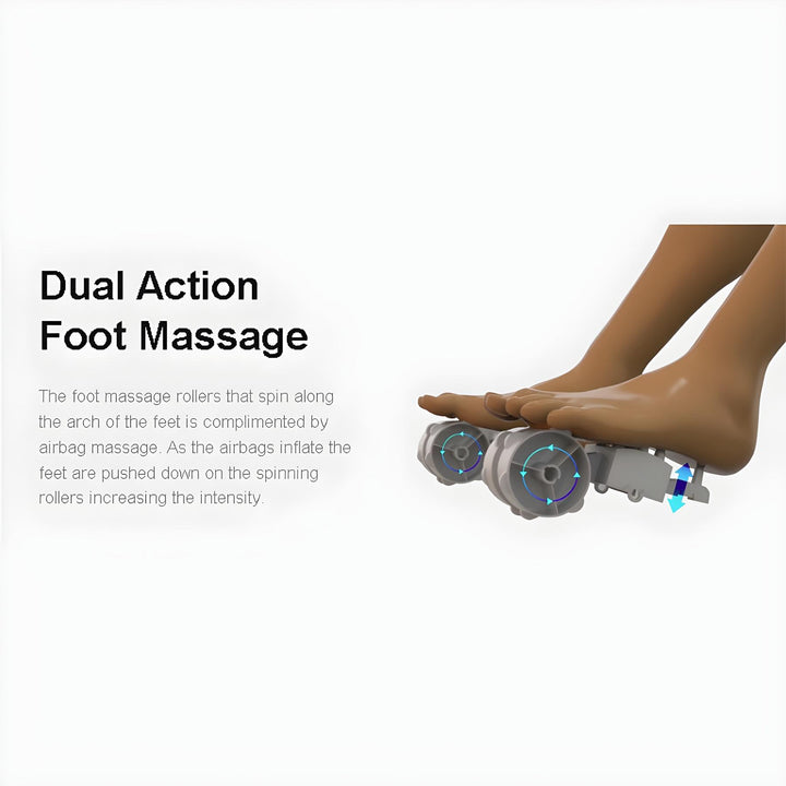 Titan Pro Jupiter LE Premium Massage Chair dual foot rollers with airbag compression from Wish Rock Relaxation.