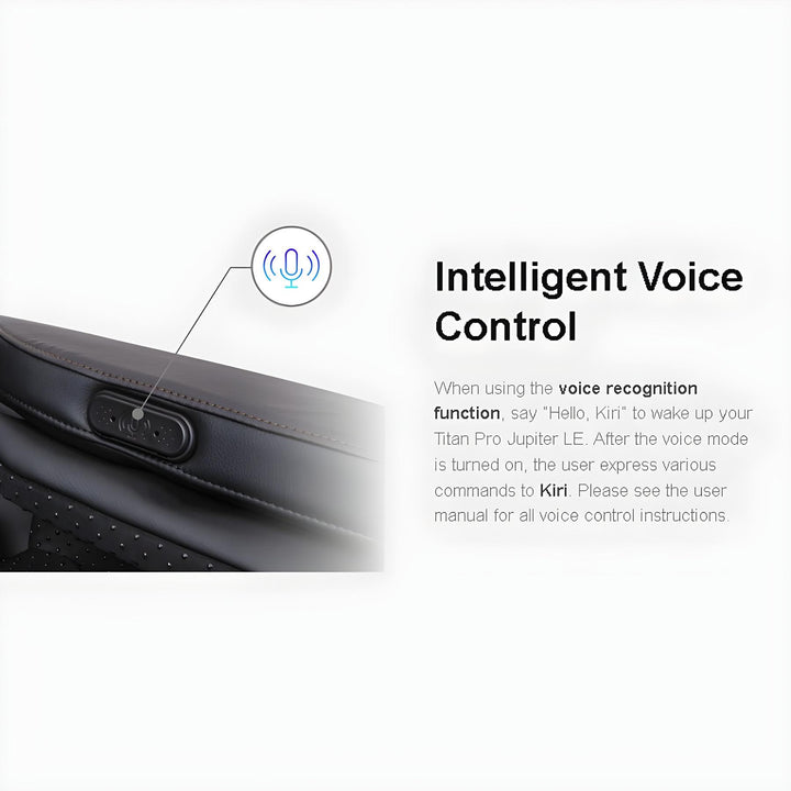 Titan Pro Jupiter LE Premium Massage Chair intelligent voice control activation button from Wish Rock Relaxation.