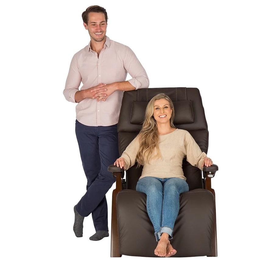 Human Touch Perfect Chair PC-350 Classic Power Zero Gravity Recliner lifestyle image with a man and woman.