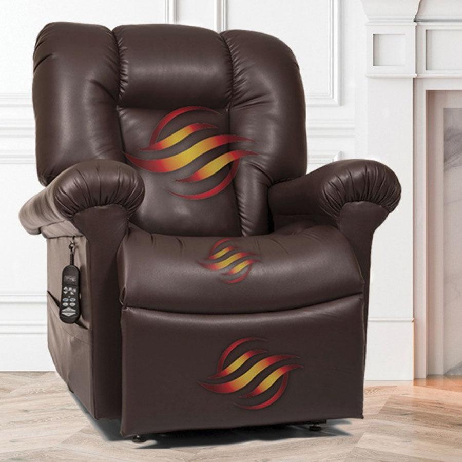 UltraComfort UC520-M Sol Medium Large 2 Zone (375#) Zero Gravity Lift Chair showcasing the full-body HeatWave Technology which helps us feel more relaxed, get better sleep, and react to stress in a calmer way throughout our day.