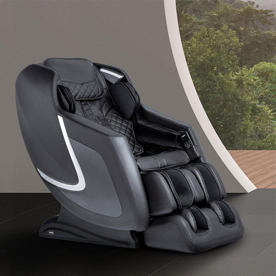 AmaMedic 3D Premium Massage Chair in Black color; lifestyle image in a fancy space from Wish Rock Relaxation